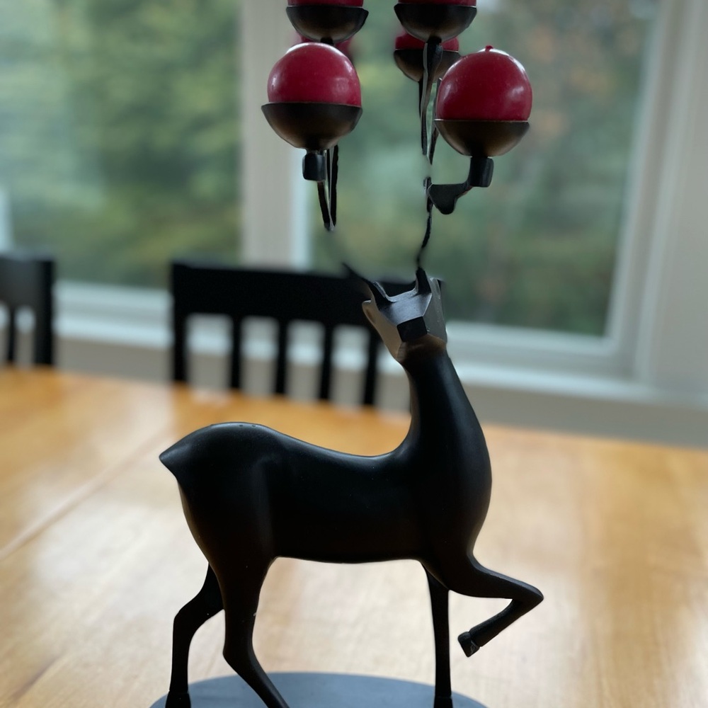 Reindeer Holiday Candle Holder with Candles + FREE Candle Replacement Set